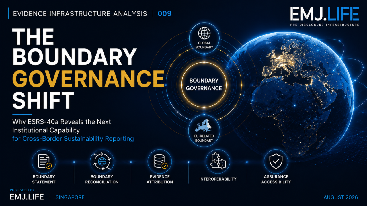邊界治理轉型:ESRS 40a 如何揭示跨境永續報告的新能力,Evidence Infrastructure Analysis 009 封面