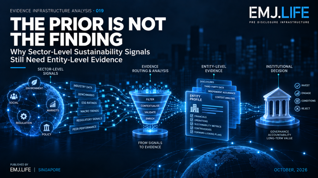 The Prior Is Not the Finding. Sector-level sustainability signals still need entity-level evidence. Original cover published by EMJ.LIFE.